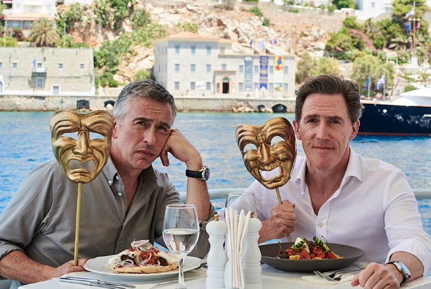 From left, Steve Coogan and Rob Brydon are tragi-comic-gastronomic in The Trip to Greece.