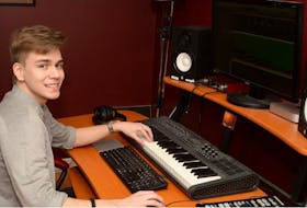 Jacob Critch, 17, works on a music project at his home in St. John’s. He’s an aspiring singer/songwriter and music producer who has just dropped his debut album as part of this year’s RPM Challenge.