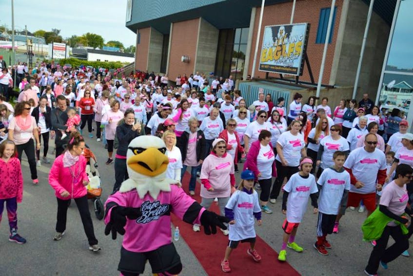 <p>Approximately 440 people took part in the Canadian Breast Cancer Foundation’s CIBC Run for the Cure in Sydney, Sunday morning. Prior to the start of the run, participants warmed up outside of Centre 200.</p>