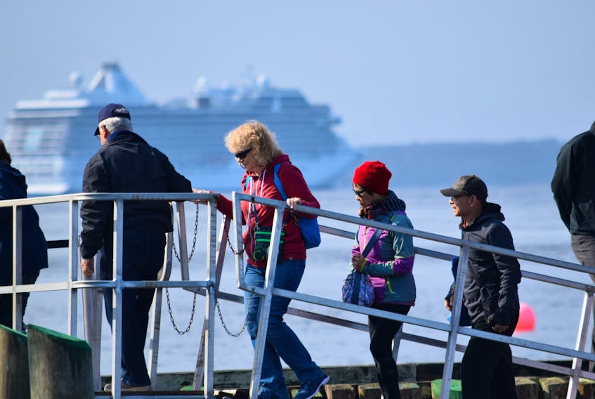 Passengers disembark in Shelburne during a 2018 visit by the cruise ship Marina. KATHY JOHNSON PHOTO