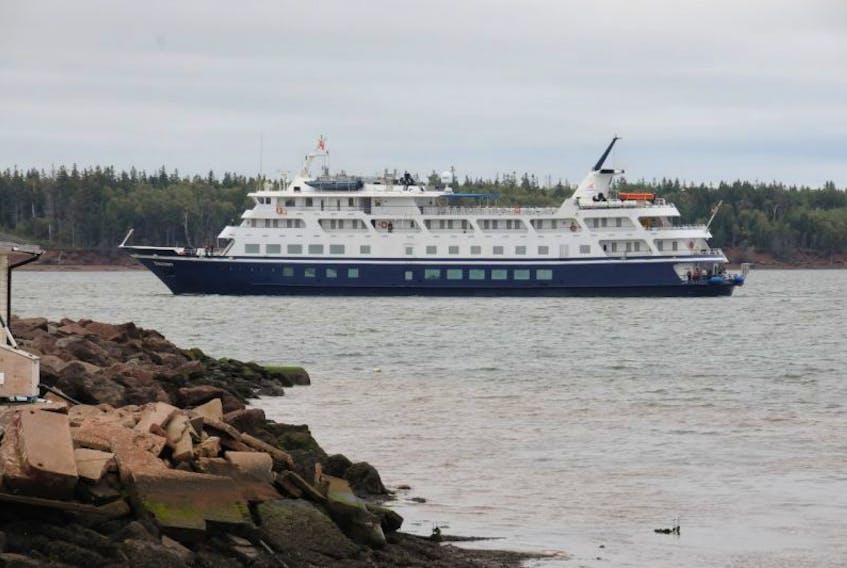 A cruise ship outside the Summerside Harbour during the 2016 summer season.