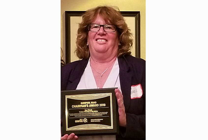 Sue Uteck outgoing Quinpool Road board member, was recently presented with the Quinpool Road Mainstreet District Association’s Chairman Award.