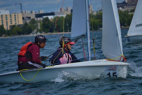 Sea cadets Nicholas Kelly and Yvonne Snow are shown competing at the recent Kingston National Regatta.