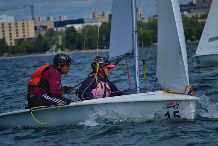 Sea cadets Nicholas Kelly and Yvonne Snow are shown competing at the recent Kingston National Regatta.