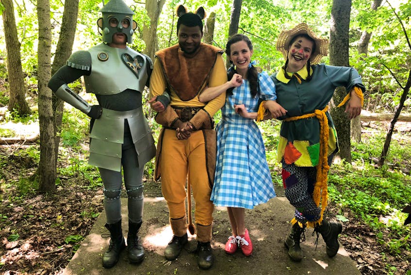 From left, James Maclean, Nathan Simmons, Jade Douris, and Melissa MacGougan in the cast of Wizard of Oz at Shakespeare by the Sea. The show was directed by Jesse Maclean and musical director is Garry Williams.