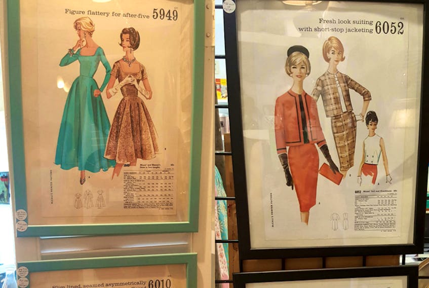 Jane found these old patterns in frames on display at the Refound shop on Thistle Street in Dartmouth. -Jane Veldhoven