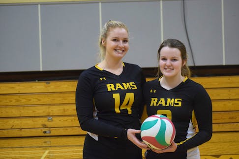 Samantha Nichols, left, and Jillian Ferguson are co-captains of the Dal AC Rams female volleyball squad. The team has made the Atlantic Collegiate Athletic Association quarter-finals for the first time in six years. FRAM DINSHAW/TRURO NEWS