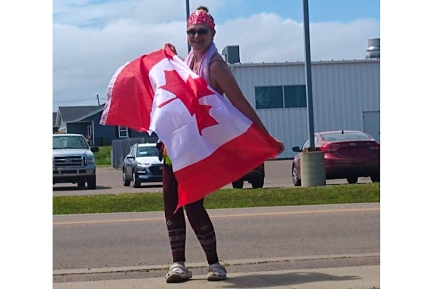 Summerside resident Catheryn Tyrell shows her Canadian pride on Canada Day.