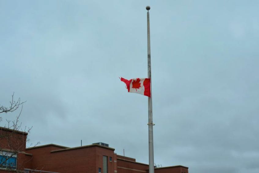 The flag over Kentville's Valley Regional Hospital was lowered April 28 to mark the National Day of Mourning for workers killed or injured on the job.&nbsp;