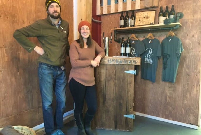 Andy and Erin Norman, inside Lazy Bear Brewing. The couple started the brewery last spring.
