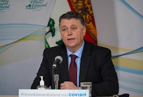 P.E.I. Premier Dennis King speaks at a media briefing concerning the COVID-19 pandemic in this Government of P.E.I. file photo. 