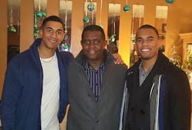Derrick Brooks, middle,  and sons Jordan, left, and Justin have all played a major role in the Nova Scotia volleyball community. Contributed
