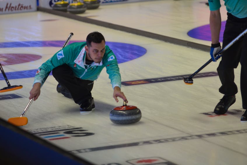 Dayna Deruelle in action at the 2017 Home Hardware Road to the Roar Pre-Trials curling event in Summerside.