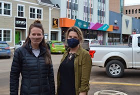 Shallyn Murray, left, an architect with Nine Yards Studio, and Heidi Zinn, executive director with Discover Charlottetown, are working on an idea to beautify the streetscape on roads such as Kent Street in Charlottetown.