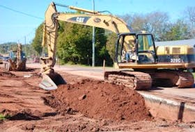 ['Work is underway along Pope Road in Summerside to close open ditches and install storm water sewers. The work will also open up much needed parking along the busy street. The project is part of a$1.6 million allocation to deal with open ditches throughout the city.&nbsp;']