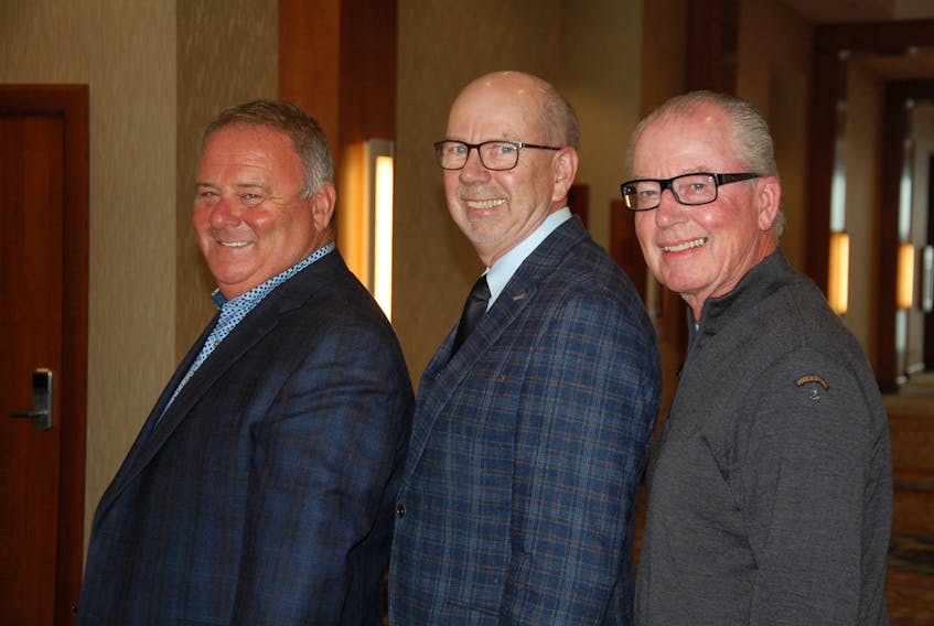 Junior Achievement of Prince Edward Island has announced the three business leaders who will formally be inducted into the P.E.I. Business Hall of Fame on May 20. They are, from left, Liam Dolan, Peter MacDonald and Dan MacIsaac. JIM DAY/THE GUARDIAN