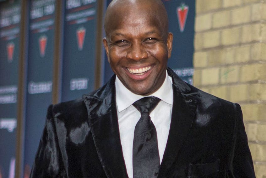 Canada’s Sports Hall of Fame’s Honoured Member Donovan Bailey at the red carpet arrivals for Canada’s Sports Hall of Fame 2015 Induction Celebrations  held at Ryerson’s Mattamy Athletic Centre in Toronto, Ont. on Wednesday October 21, 2015. 