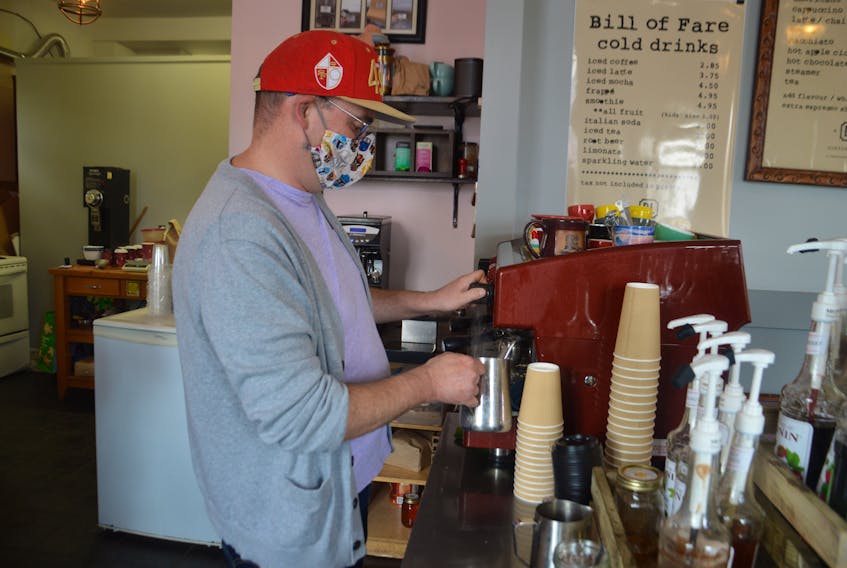 James Walsh, owner of Doktor Luke’s coffee shop, is among the participants in a downtown Sydney door-to-door Halloween promotion on Oct. 31. GREG MCNEIL/CAPE BRETON POST