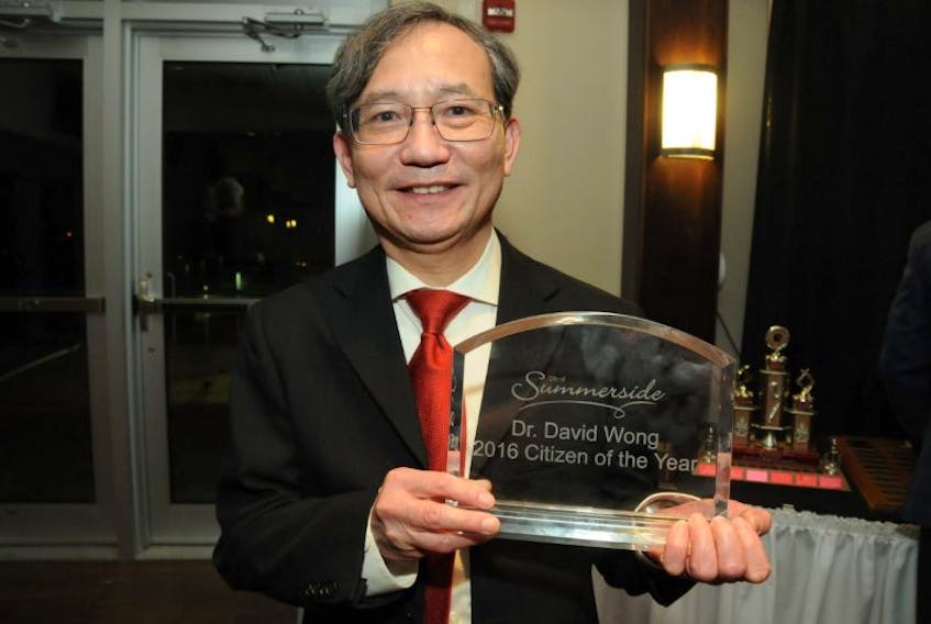 <p>Dr. David Wong was named Summerside Citizen of the Year in a ceremony Thursday evening. Dr. Wong has practice pediatrics in Summerside since 1986 and was one wide spread acclaim for his efforts on that front and others.&nbsp;A total of nine awards were handed out.&nbsp;</p>