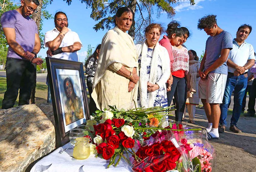 Family and friends gather to remember Anjna Sharma on May 23, 2018, a year after she was struck and killed by a truck near 26th Avenue N.E. 