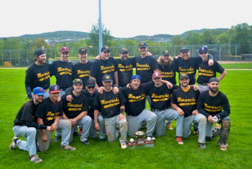 The Westside Monarchs beat the Veitch Ultramar Hawks 5-1 in Game 4 of the Corner Brook Senior Baseball League finals on Sept. 24. The win gave the Monarchs a four-game sweep of the Hawks and the league championship.