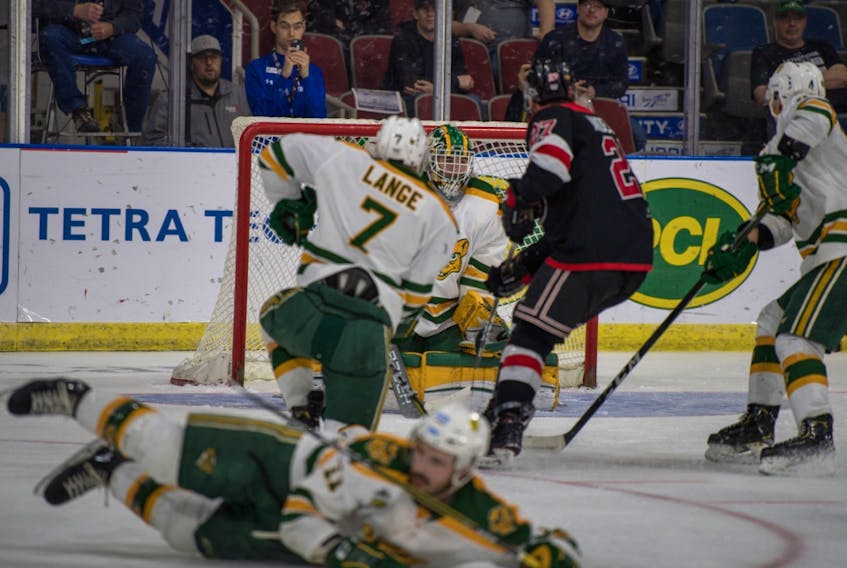 The University of Alberta Golden Bears fell 4-2 to the University of New Brunswick Reds in the final of the 2019 U-Sports national hockey championships Sunday, March 17, 2019, in the Enmax Centre in Lethbridge, AB. The Golden Bears were schedule to play Team Canada in a pair of exhibition games this weekend, which are in jeopardy due to COVID-19. 