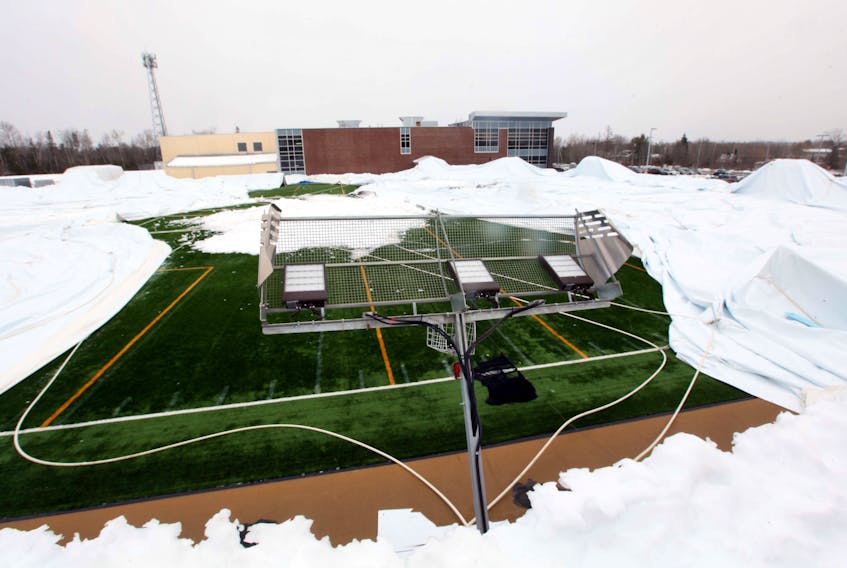 The Nov. 30, 2019—East Hants Sportsplex bubble has collapsed again, likely due to the weight of snow.
ERIC WYNNE/Chronicle Herald