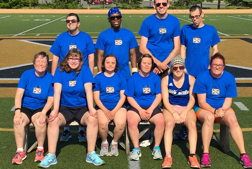 The 10 representatives from Eastern Highlands are (front row, from left): Nicole Roberts, Roslyn Samson, Lisa Leuschner, Hannah Deon, Sasha Repko, Kristina Richard, Matthew Anderson (back row, from left), Christian Gerro, RJ Pitts and Carey Clannon. All are members of Team Nova Scotia in athletics for the upcoming 2018 Special Olympics Canada Summer Games in Antigonish. Their coaches, Joanne Doiron and Dave Smith (not pictured), will also be part of the national competition. Contributed
