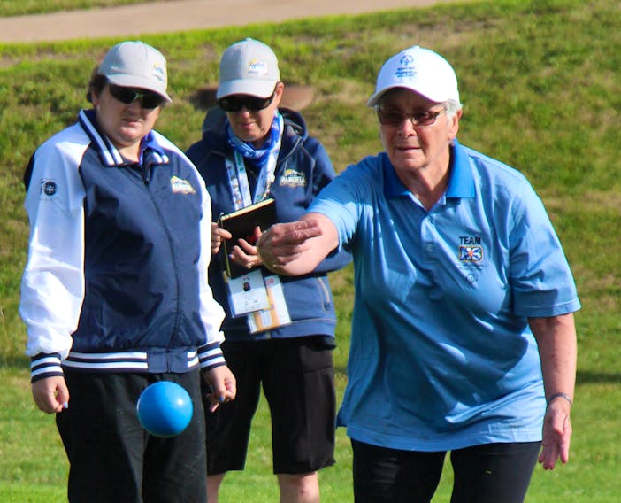 Eileen Garvie, 71, of Antigonish competes in bocce for Team Nova Scotia Thursday during the Special Olympics Canada 2018 Summer Games. Corey LeBlanc