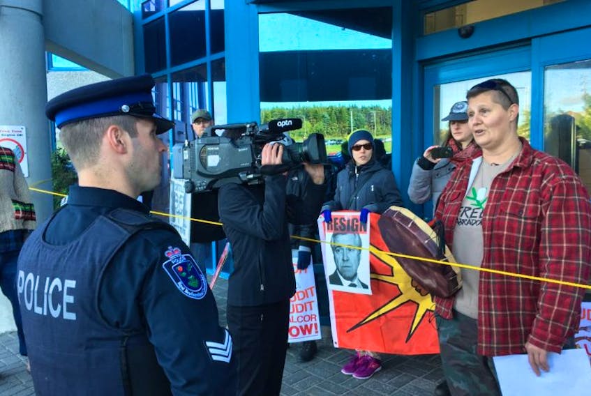 A protest at Nalcor in St. John's ended peacefully Wednesday morning.
