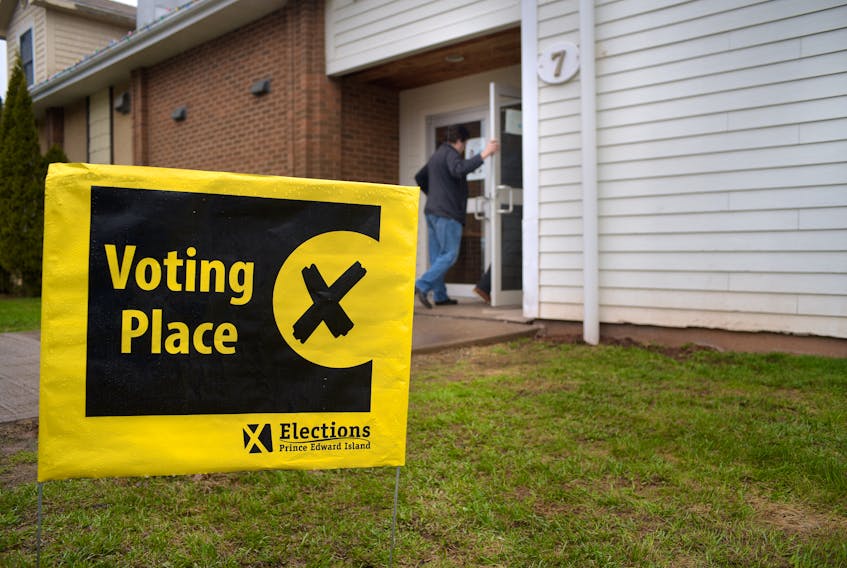 Voters head into the polls at the Jack Blanchard Parish Hall in Charlottetown on Tuesday, April 23, 2019.