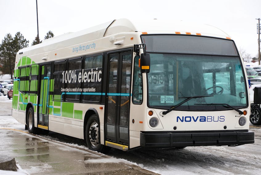 An electric bus on the road in York, Ont. in 2018. - Shane Russell