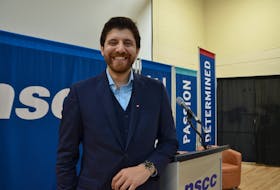 Peace By Chocolate founder and CEO Tareq Hadhad shared the story of his family escaping the war in Syria to establish a new life in Canada during a talk at the Nova Scotia Community College Kingstec Campus in Kentville. KIRK STARRATT