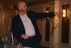 Newfoundland Aquaculture Industry Association executive director Mark Lane was the guest speaker for the Burin Peninsula Chamber of Commerce’s annual general meeting in Marystown on Thursday, March 5. — PAUL HERRIDGE/THE SOUTHERN GAZETTE