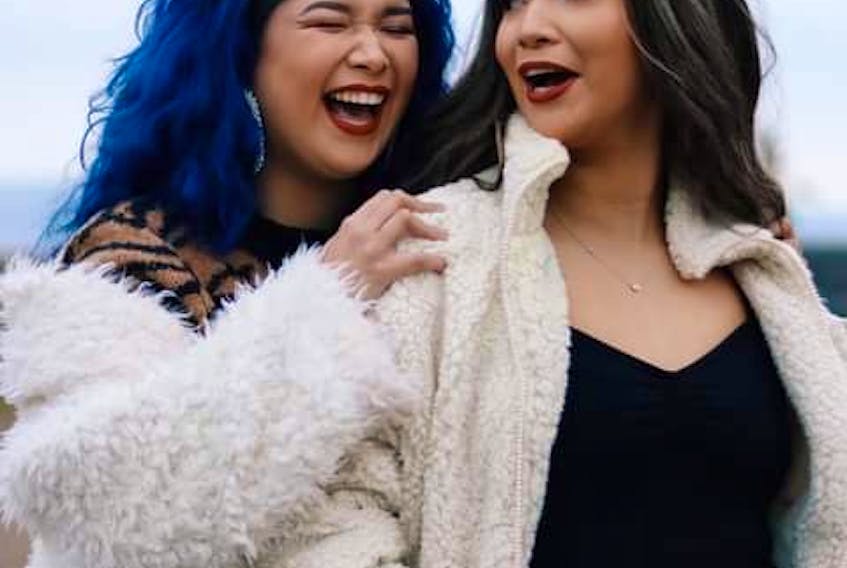Camyrn Sock, left, and her sister Maisyn started a podcast together. The Mi'kmaq twins are hoping to explore everything from identity to sharing their own experiences. 
CONTRIBUTED