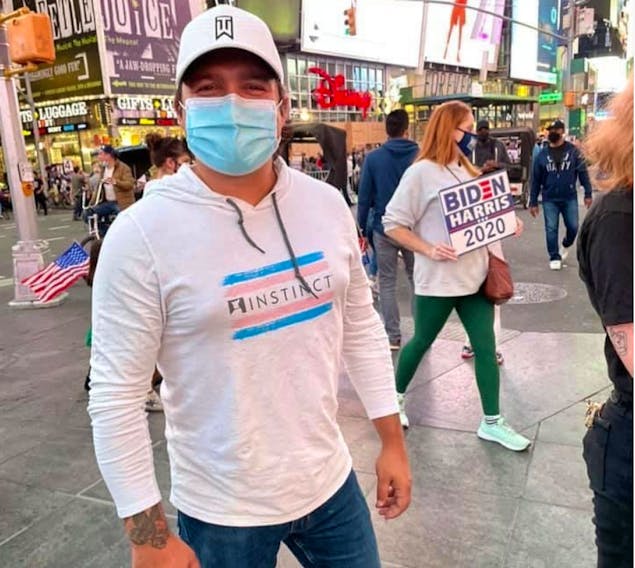 Sydney Mines native and New York City resident Brian Burton hit the crowded streets of Manhattan to celebrate the defeat of President Donald Trump in last week’s United States elections. “I felt a huge sense of relief,” said Burton. CONTRIBUTED