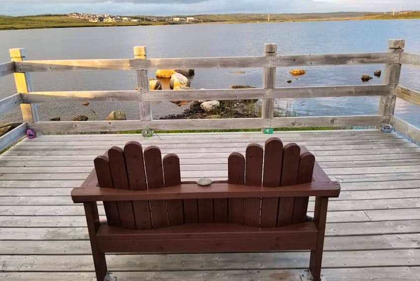 The view from Chris Farrell’s memorial lookout on the Grand Bay West Trail in Port aux Basques is described as peaceful. 