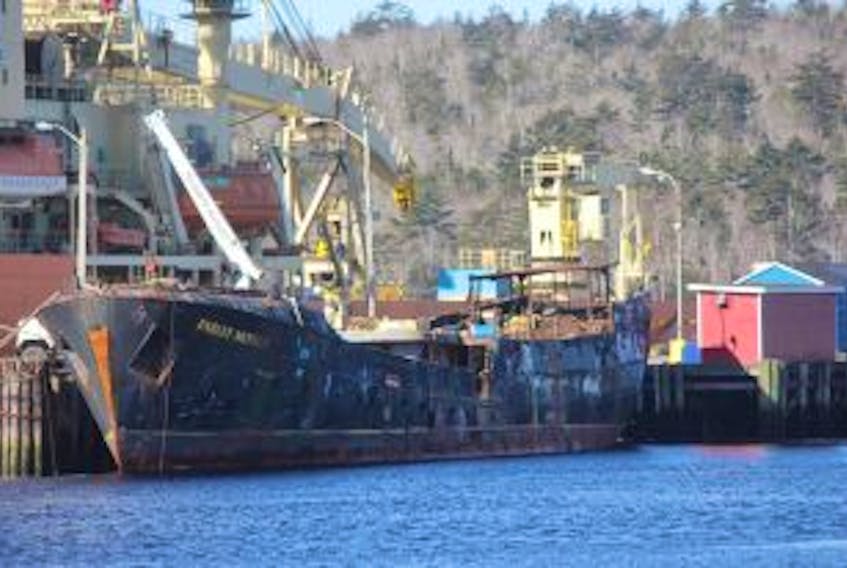 ['The Farley Mowat vessel is still docked at the Shelburne town wharf despite Tracy Dodds being ordered by the courts to have the vessel removed.']