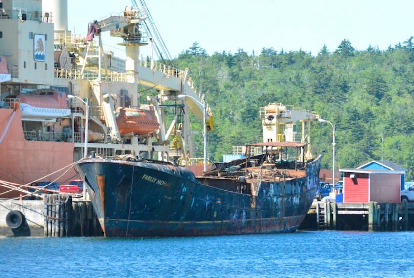 <p>The abandoned and derelict Farley Mowat in Shelburne’s harbour.</p>
<p>&nbsp;</p>