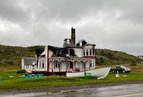 This is the remnants of the historic Ashbourne House in Twillingate after a fire ripped through the home on Thursday. Photo courtesy Deborah Bourdon 