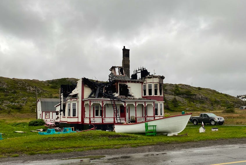 This is the remnants of the historic Ashbourne House in Twillingate after a fire ripped through the home on Thursday. Photo courtesy Deborah Bourdon 