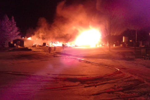 Kings District RCMP tweeted this photo of a structure fire near Alliston on Friday, Dec. 14, 2018.