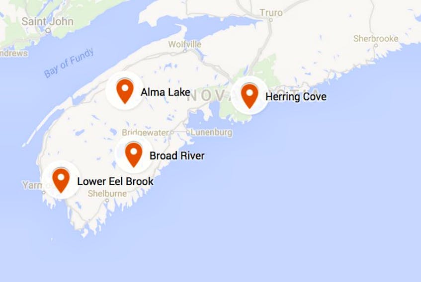 Woods fires reported to Nova Scotia's Department of Natural Resources Sept. 13.