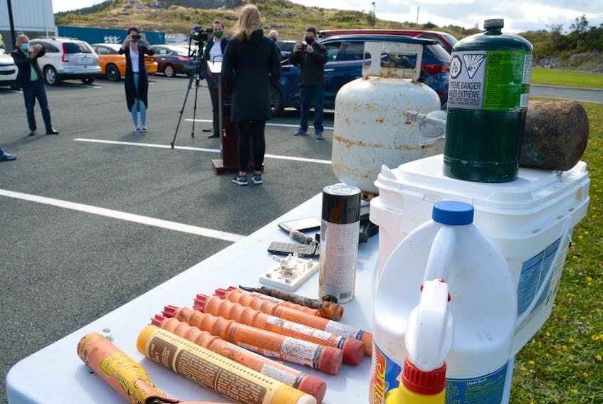 The City of St. John’s held a media briefing Friday on the improper disposal of household hazardous waste. Keith Gosse/The Telegram