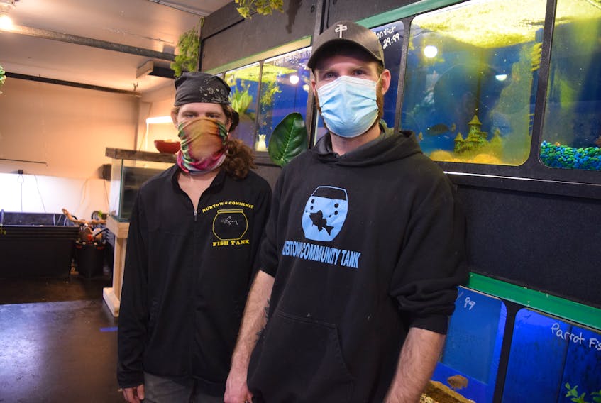 Tyler Nilsson and Mike Castein own Hubtown Community Fish Tank, Truro's newest aquatic pets store in the Truro Business Park.
