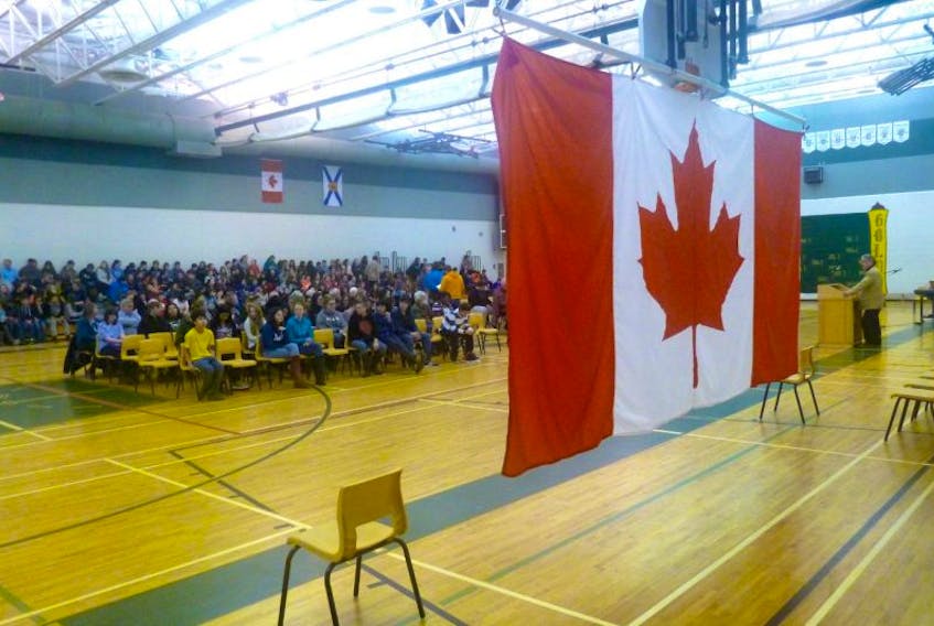 <p>Digby celebrated the 51st anniversary of the Maple Leaf Flag with a ceremony at DRHS on Feb. 16.</p>