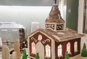 This gingerbread church, created by Kris Muir of Justamere Cafe and Bakery, will be won on Dec. 21.