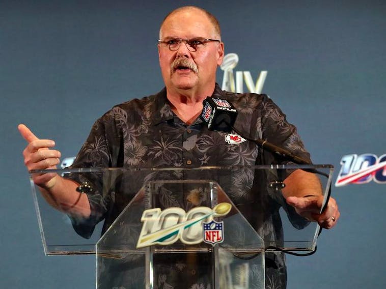 Kansas City Chiefs head coach Andy Reid speaks with media during the winning coach and Super Bowl MVP Press Conference at Hilton Miami. 