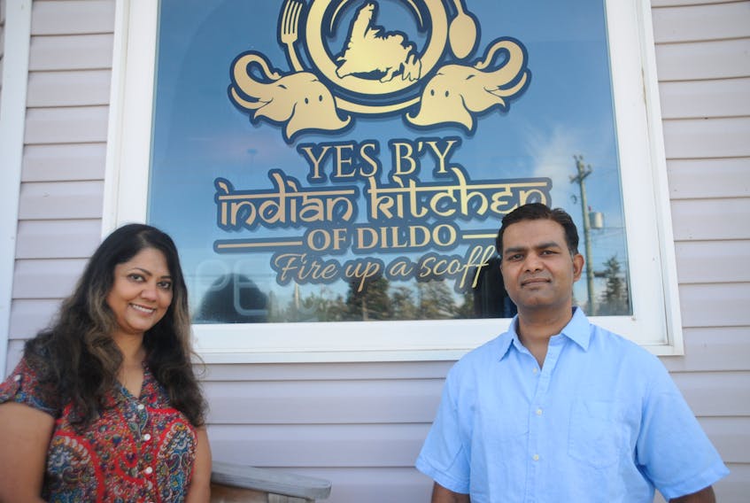 Sulagna Sanyal, left, and Raj Menon moved to Dildo, N.L. last year from Fort McMurray, Alta. and recently opened the community's first ever Indian restaurant. — ANDREW ROBINSON/THE TELEGRAM