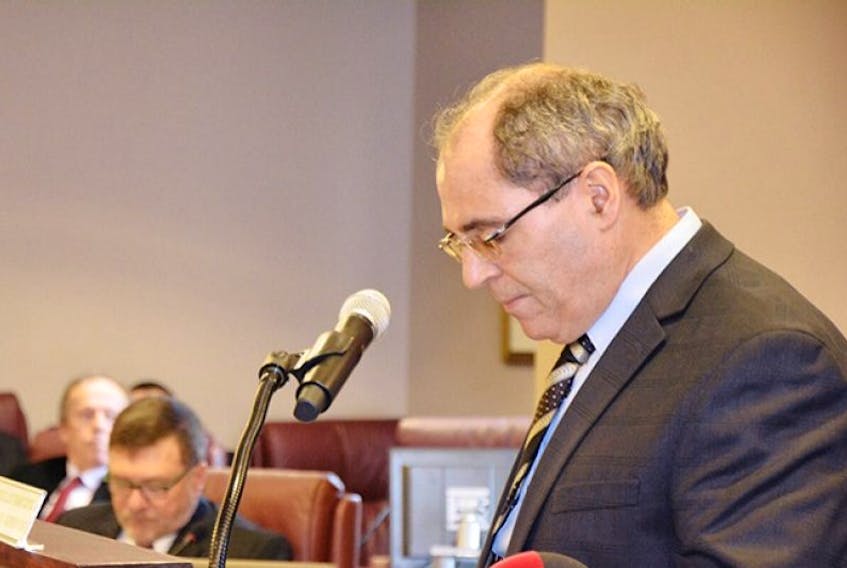 Finance Chairman Frank Costa delivering the 2016 budget address for the City of Summerside earlier Monday, Feb. 8.